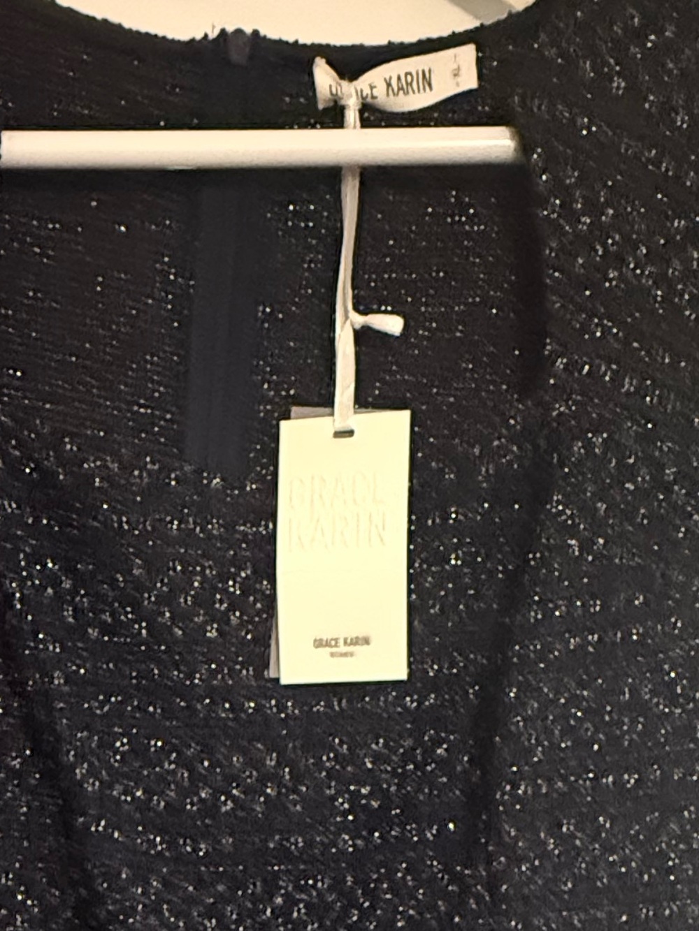 Karen Millen Navy Sparkle Tweed Midi Dress